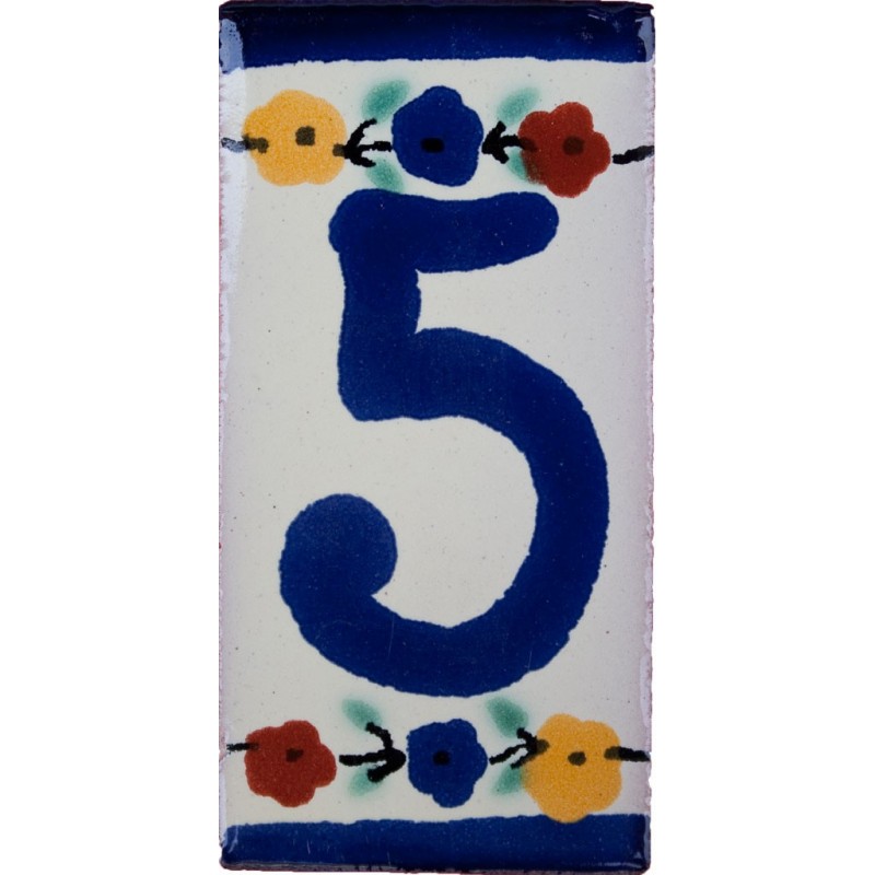 5 Zahl - 5x10cm Fliese