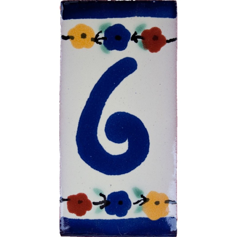 6 Zahl - 5x10cm Fliese