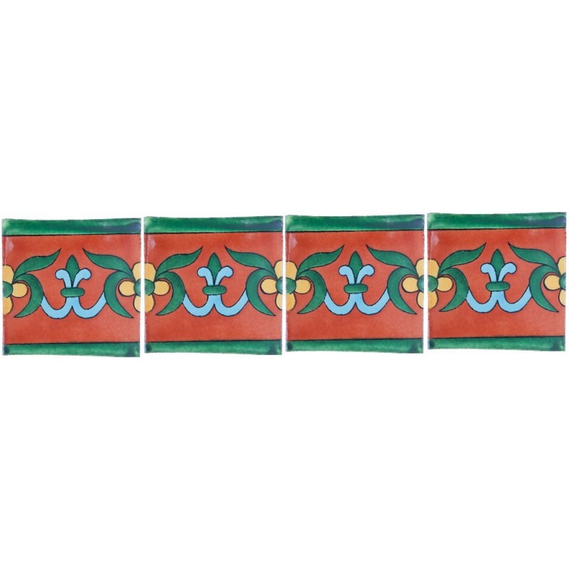 Decorada Terracota flor amarilla - 10x10cm Fliese