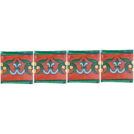 Decorada Terracota flor amarilla - 10x10cm Fliese