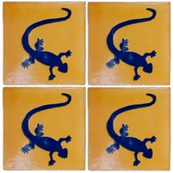 Lagartija Azul f/Mostaza - 10x10cm Fliese