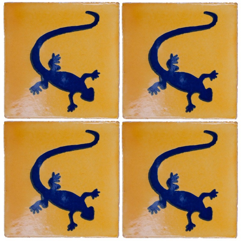 Lagartija Azul f/Mostaza - 10x10cm Fliese
