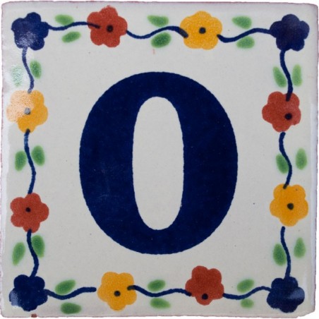 0 Zahl Bouquet - 10x10cm Fliese