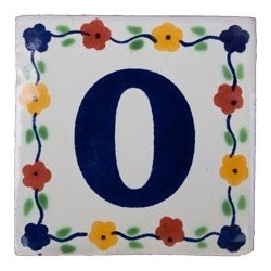 0 Zahl Bouquet - 10x10cm Fliese