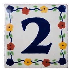 2 Zahl Bouquet - 10x10cm Fliese