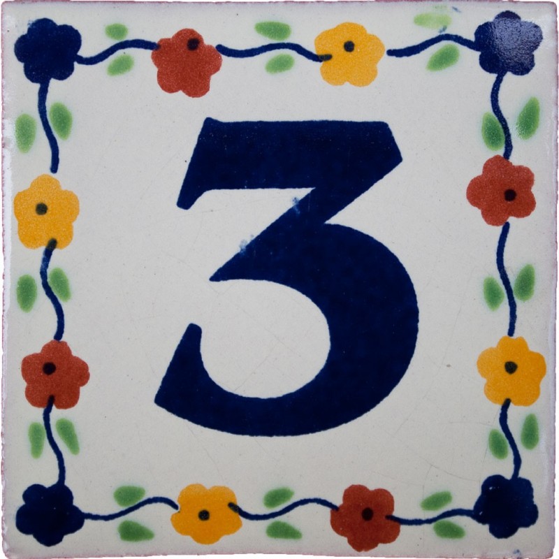 3 Zahl Bouquet - 10x10cm Fliese