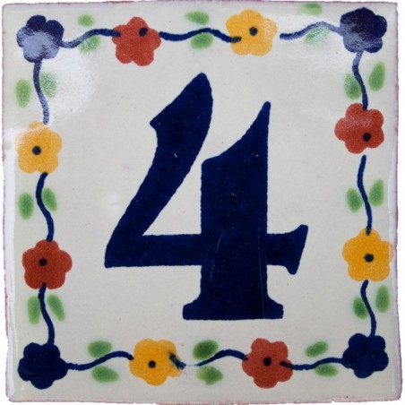 4 Zahl Bouquet - 10x10cm Fliese