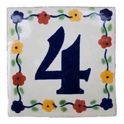 4 Zahl Bouquet - 10x10cm Fliese