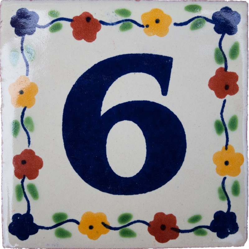 6 Zahl Bouquet - 10x10cm Fliese