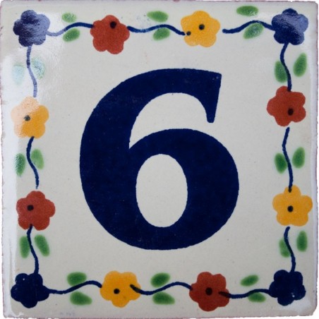 6 Zahl Bouquet - 10x10cm Fliese