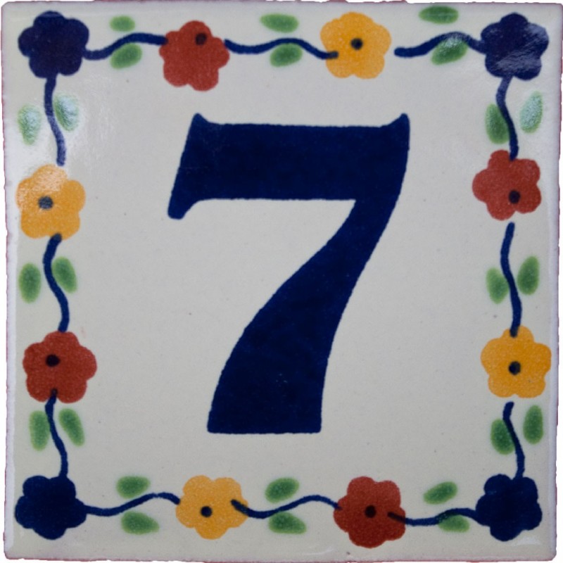 7 Zahl Bouquet - 10x10cm Fliese