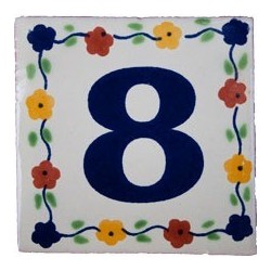 8 Zahl Bouquet - 10x10cm Fliese