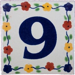 9 Zahl Bouquet - 10x10cm Fliese