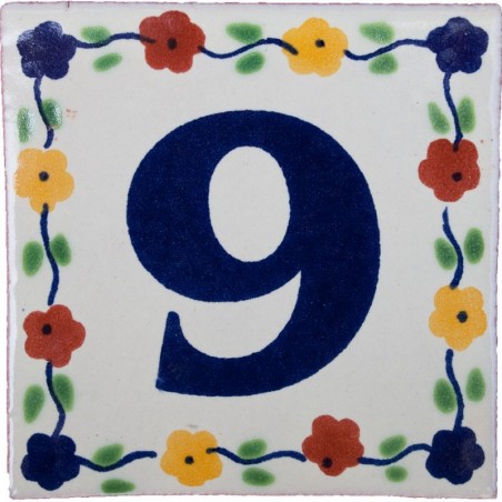 9 Zahl Bouquet - 10x10cm Fliese
