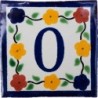 0 Zahl Bouquet mit Rand - 10x10cm Fliese