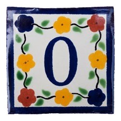 0 Zahl Bouquet mit Rand - 10x10cm Fliese