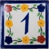 1 Zahl Bouquet mit Rand - 10x10cm Fliese