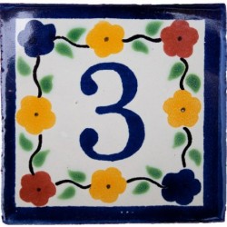 3 Zahl Bouquet mit Rand - 10x10cm Fliese