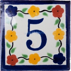 5 Zahl Bouquet mit Rand - 10x10cm Fliese