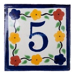 5 Zahl Bouquet mit Rand - 10x10cm Fliese