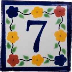 7 Zahl Bouquet mit Rand - 10x10cm Fliese