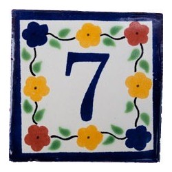 7 Zahl Bouquet mit Rand - 10x10cm Fliese