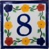 8 Zahl Bouquet mit Rand - 10x10cm Fliese