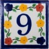 9 Zahl Bouquet mit Rand - 10x10cm Fliese