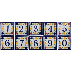 Zahlen Bouquet mit Rand - 10x10cm Fliese