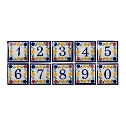 Zahlen Bouquet mit Rand - 10x10cm Fliese