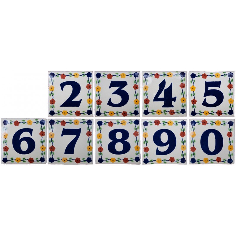 Zahlen Bouquet - 10x10cm Fliese