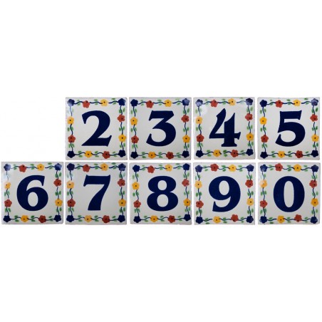 Zahlen Bouquet - 10x10cm Fliese