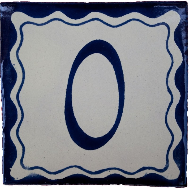 0 Zahl Blau Einfach - 10x10cm Fliese