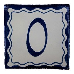 0 Zahl Blau Einfach - 10x10cm Fliese