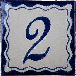 2 Zahl Blau Einfach - 10x10cm Fliese