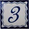 3 Zahl Blau Einfach - 10x10cm Fliese