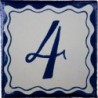 4 Zahl Blau Einfach - 10x10cm Fliese
