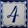 4 Zahl Blau Einfach - 10x10cm Fliese