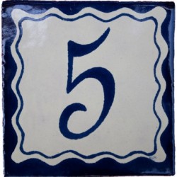 5 Zahl Blau Einfach - 10x10cm Fliese
