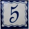 5 Zahl Blau Einfach - 10x10cm Fliese