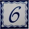 6 Zahl Blau Einfach - 10x10cm Fliese