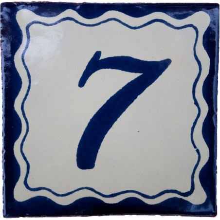 7 Zahl Blau Einfach - 10x10cm Fliese