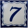 7 Zahl Blau Einfach - 10x10cm Fliese