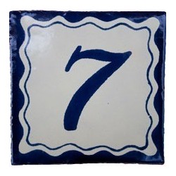 7 Zahl Blau Einfach - 10x10cm Fliese