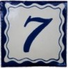 7 Zahl Blau Einfach - 10x10cm Fliese