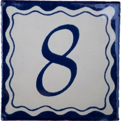 8 Zahl Blau Einfach - 10x10cm Fliese