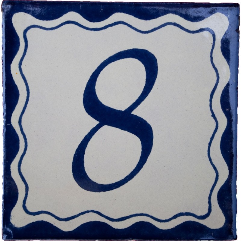 8 Zahl Blau Einfach - 10x10cm Fliese