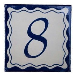 8 Zahl Blau Einfach - 10x10cm Fliese