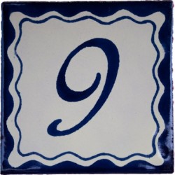 9 Zahl Blau Einfach - 10x10cm Fliese