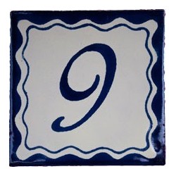 9 Zahl Blau Einfach - 10x10cm Fliese
